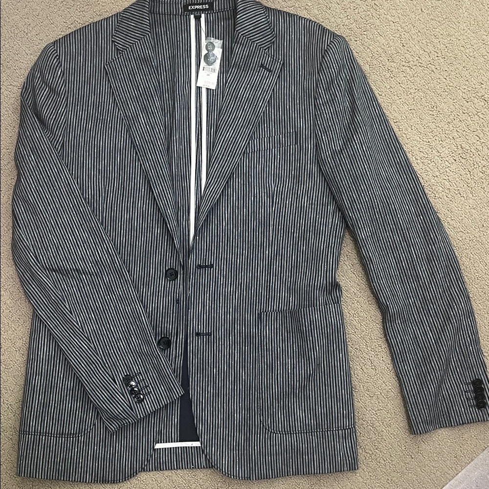 Express Men's Pinstripe Blazer - Black and White